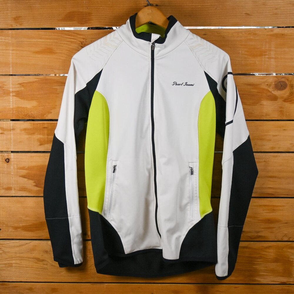 Pearl Izumu Women's Cycling Jersey in White, Black, and Lime Green - MD